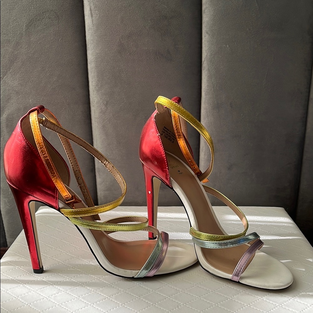Call It Spring Red and Yellow Stiletto Heels